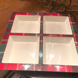 Tommy Bahama Plaid Divided Server and Appetizer Plates, Melamine